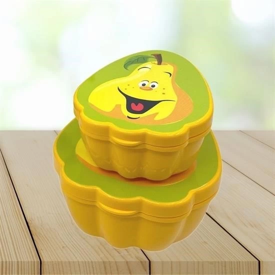 2'li İç İçe Geçebilen Armut Model Saklama ve Beslenme Kabı Seti