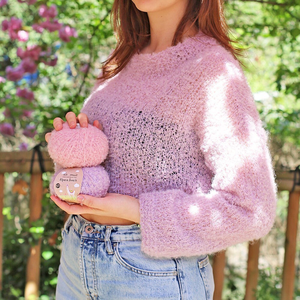 La Mia Alpaca Boucle 50 Gr Lila El Örgü İpi - L346 - 34391