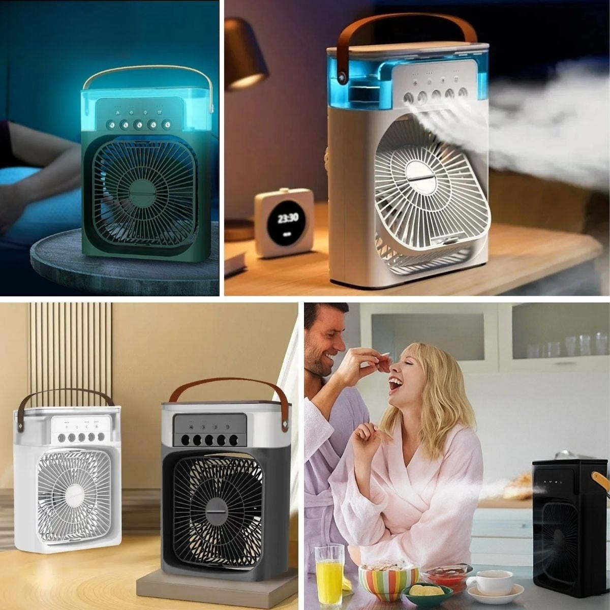 Taşınabilir 3 Farklı Mod Ayarlı 7 Farklı Led Işıklı Sulu Soğutmalı Taşınabilir Masaüstü USB Fan Van