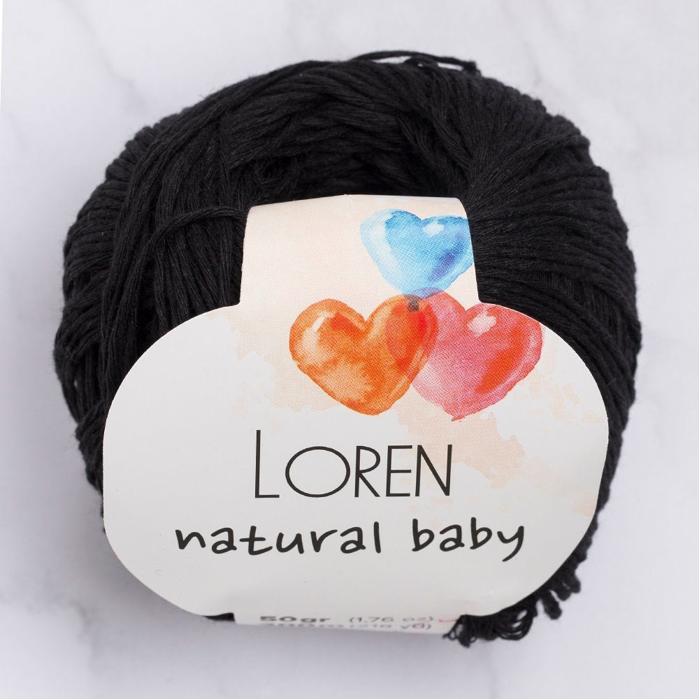 Loren Natural Baby Siyah El Örgü İpi - R004 - 33697