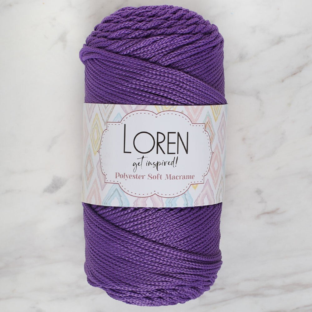 Loren Polyester Soft Macrame Koyu Mor El Örgü İpi - LM025 - 34434