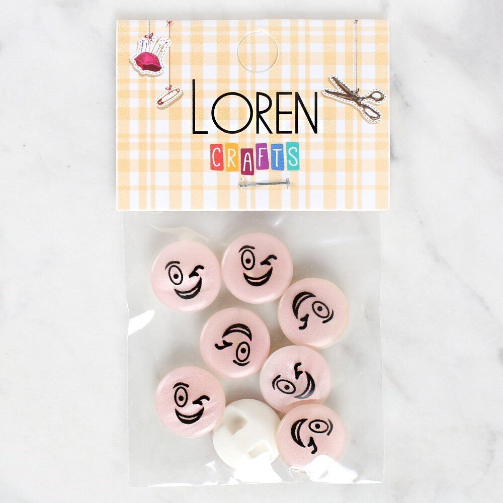 Loren Crafts 8'li Gülen Yüz Düğme - 1024