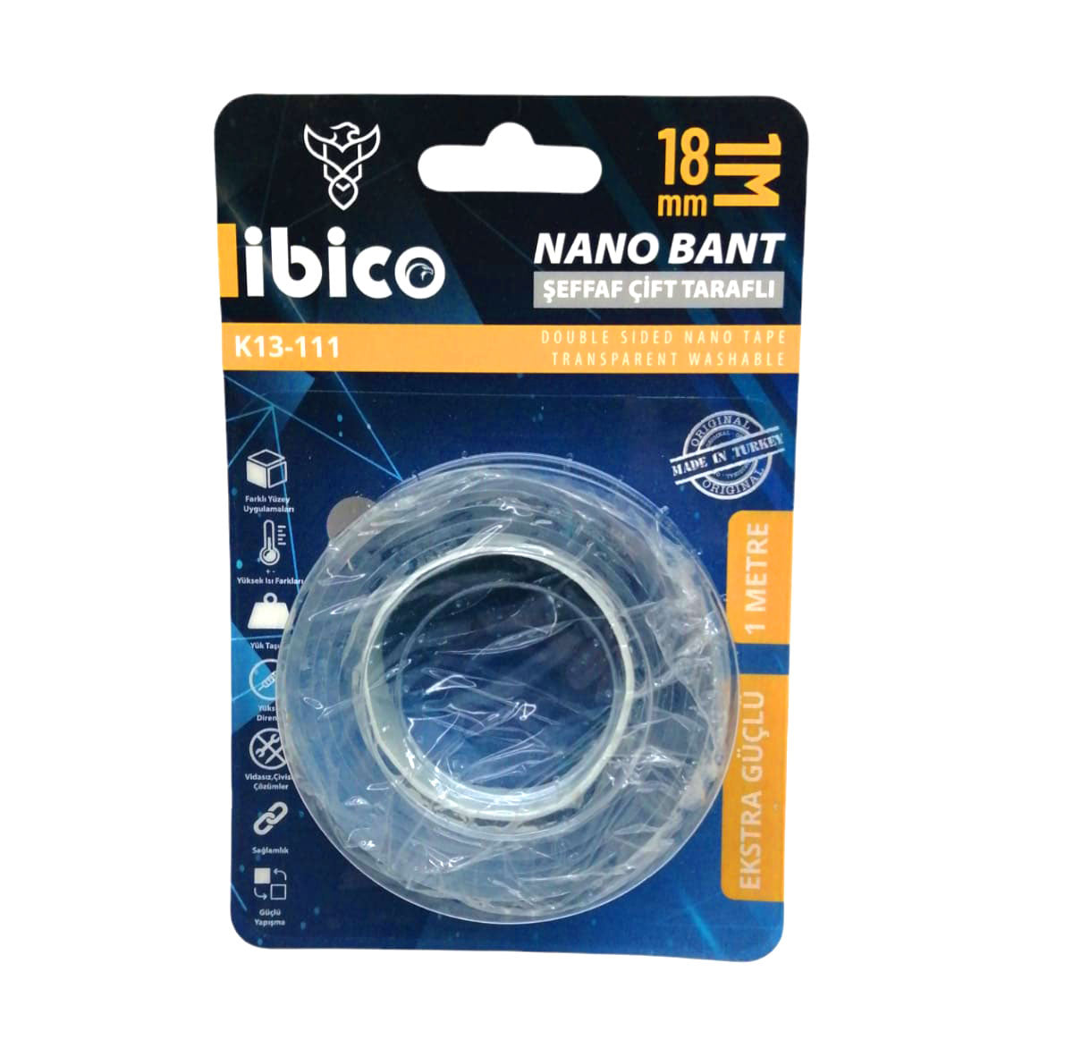 1.8cmx1mt Nano Bant şeffaf çi̇ft Tarafli