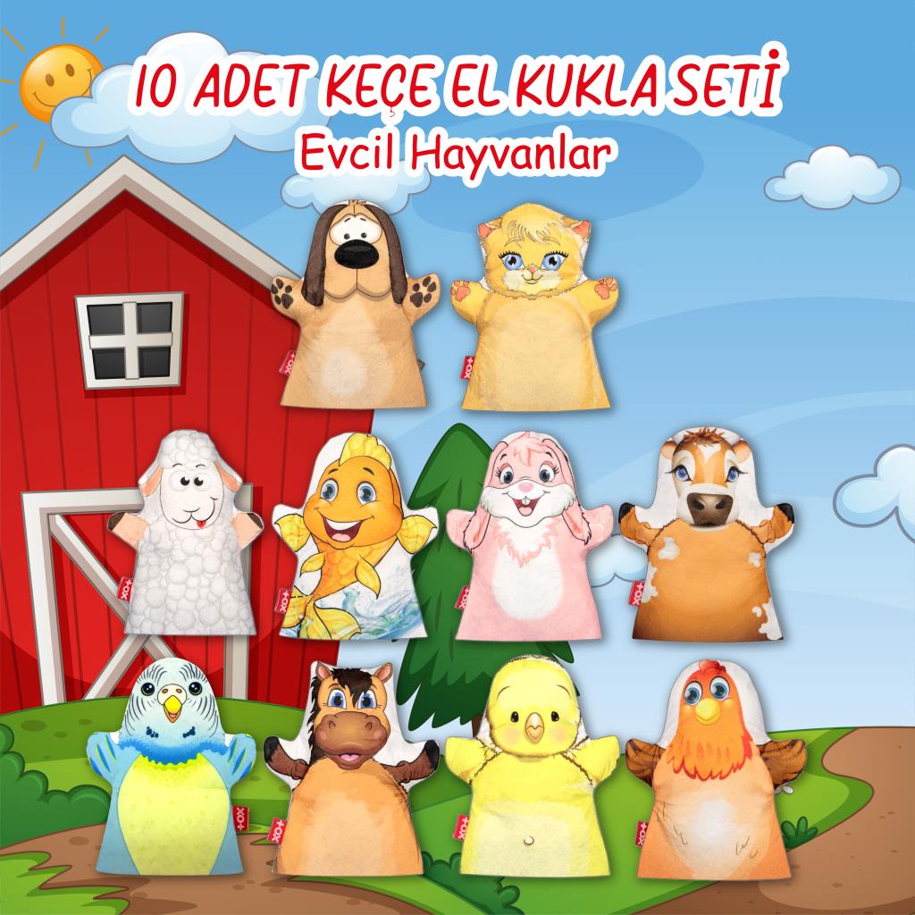 10 Parça  Evcil Hayvanlar El Kukla Set , Eğitici Oyuncak