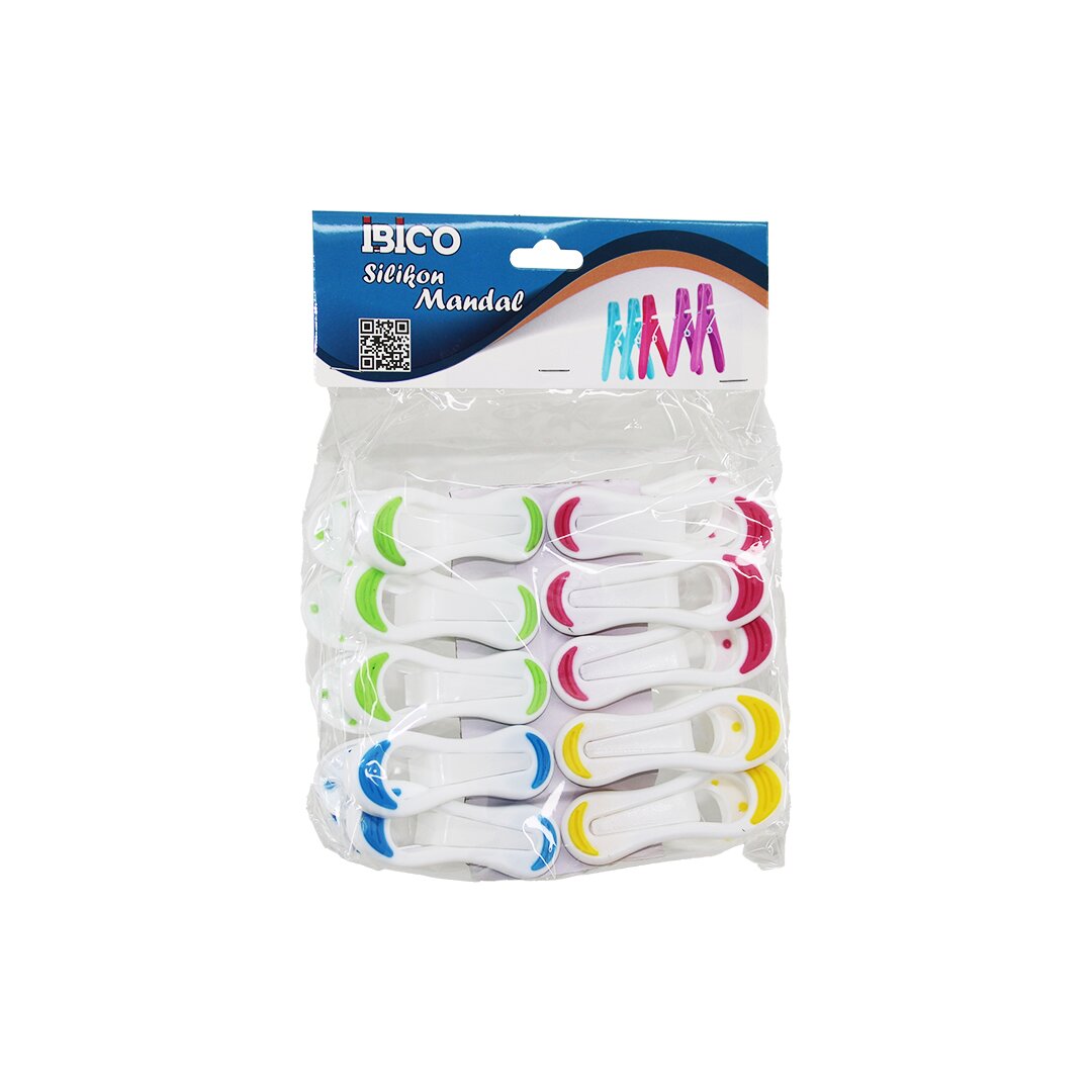 10 Pcs   Beyaz - Renkli̇ Uç  Si̇li̇kon - Plasti̇k Mandal