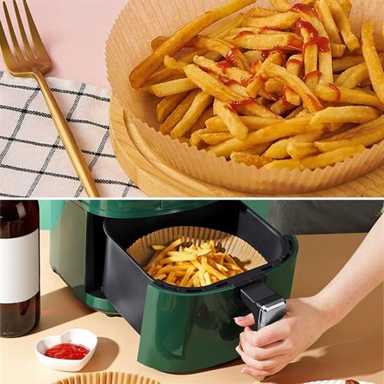 100 Adet  Air Fryer Pişirme Kağıdı Tek Kullanımlık  Yağlı Kağıdı Yuvarlak Tabak Model (4620)