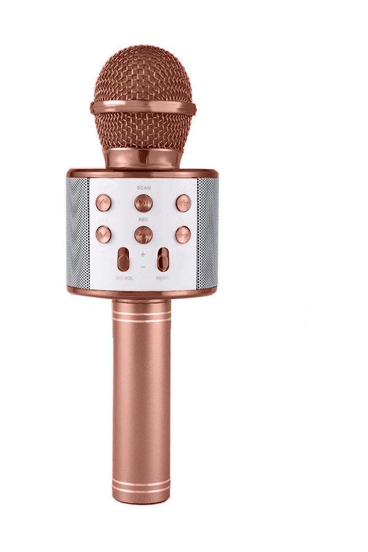 Karaoke Mikrofonlu Hoparlör - Şarjlı -Bluetooth Rose Gold (4620)