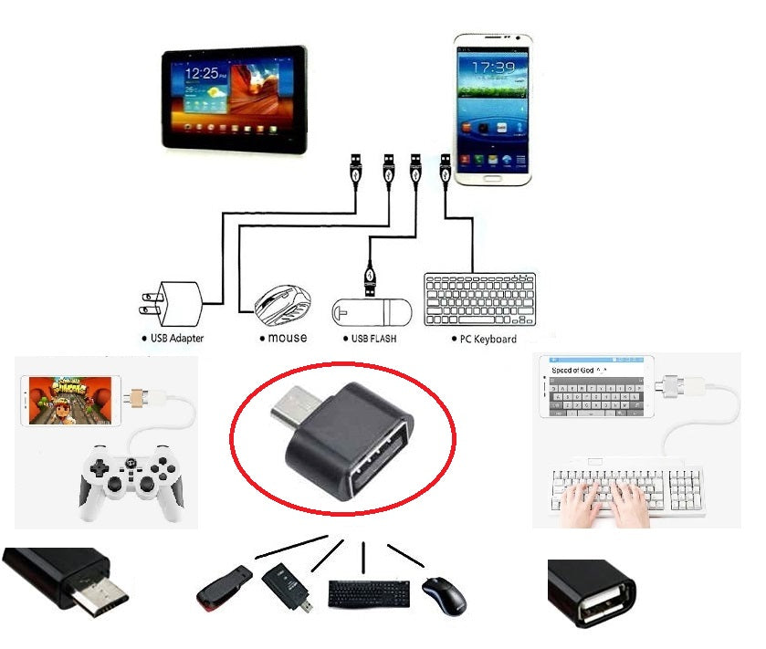 Usb to Micro USB ye Dönüştürücü - Klavye Mouse Joystick Telefona Bağlama (4620)