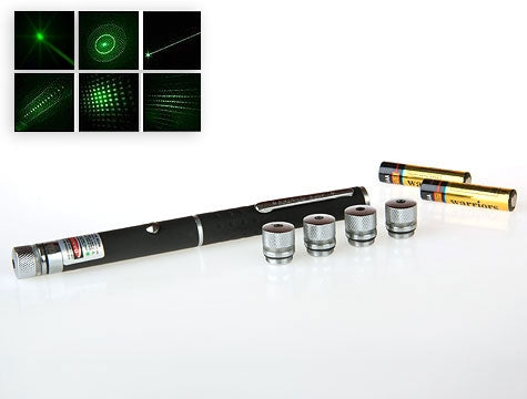 Yeşil Lazer Pointer 100 mW 15 Km Etkili (5 Başlıklı) (4620)