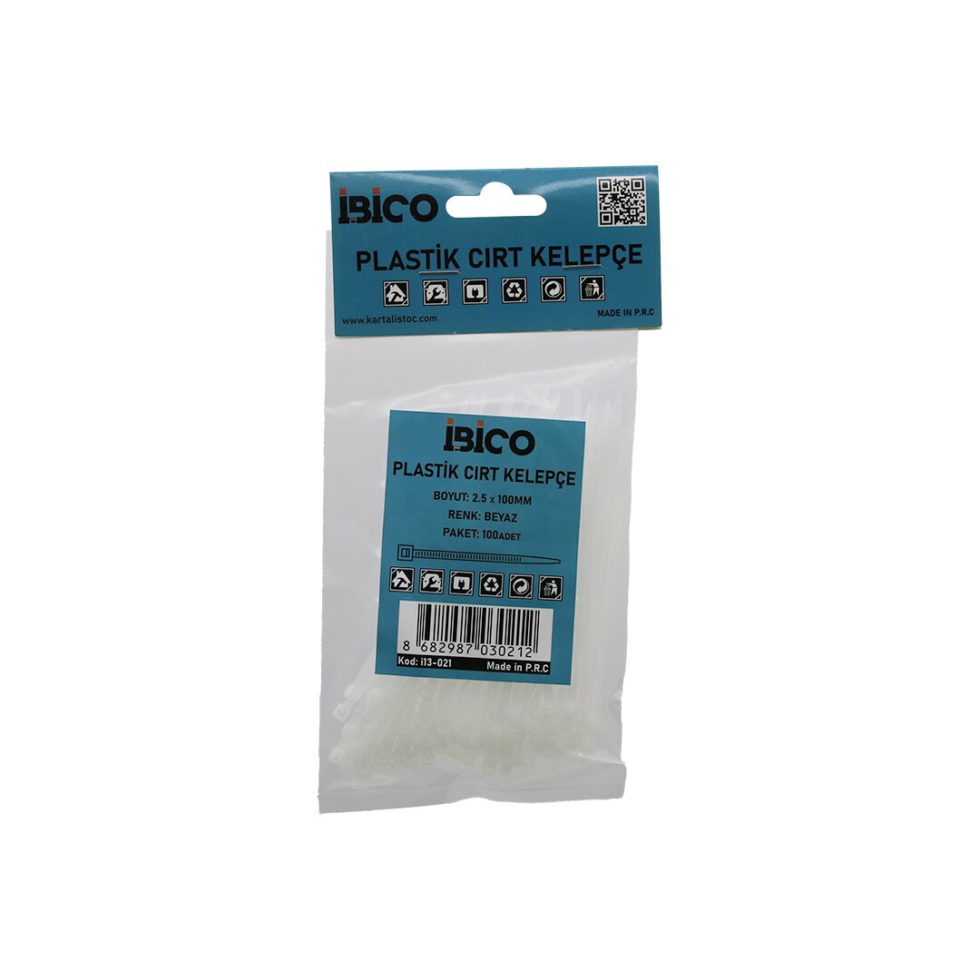 100pcs Beyaz  2.5x100mm  Plasti̇k Cirt Kelepçe