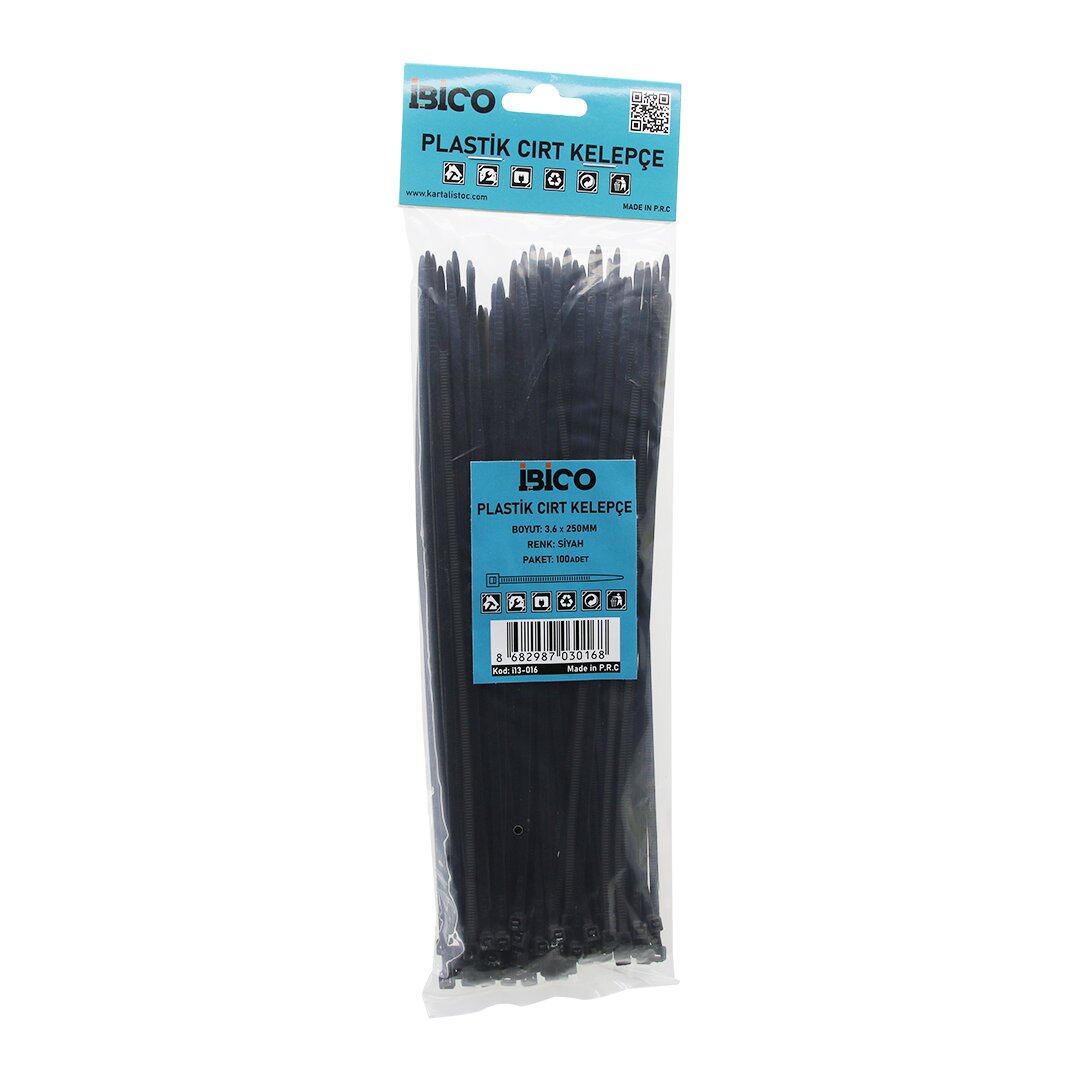 100pcs Si̇yah   3.6x250mm  Plasti̇k Cirt Kelepçe