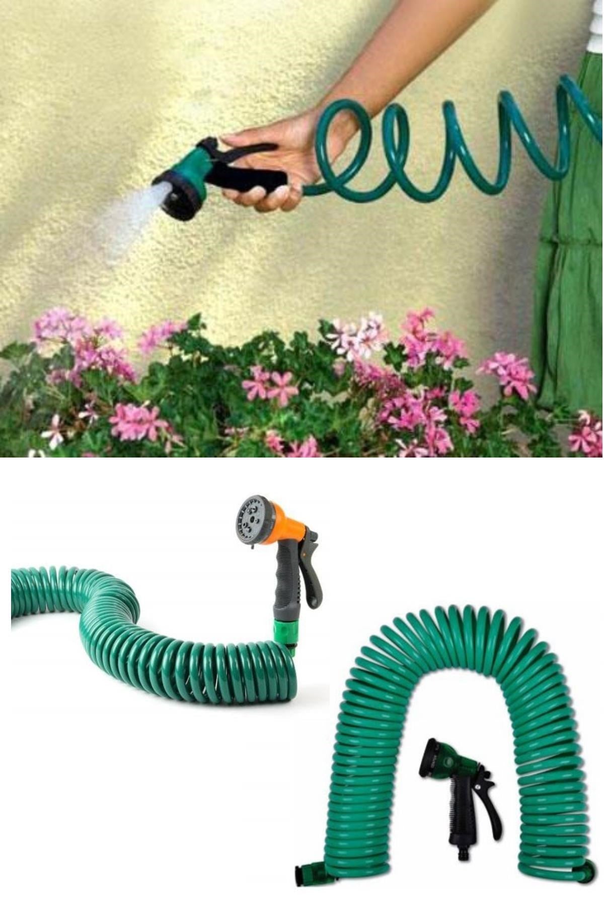30 Metre Spiral Hortum + 4 Fonksiyonlu Özel Sulama Tabancası