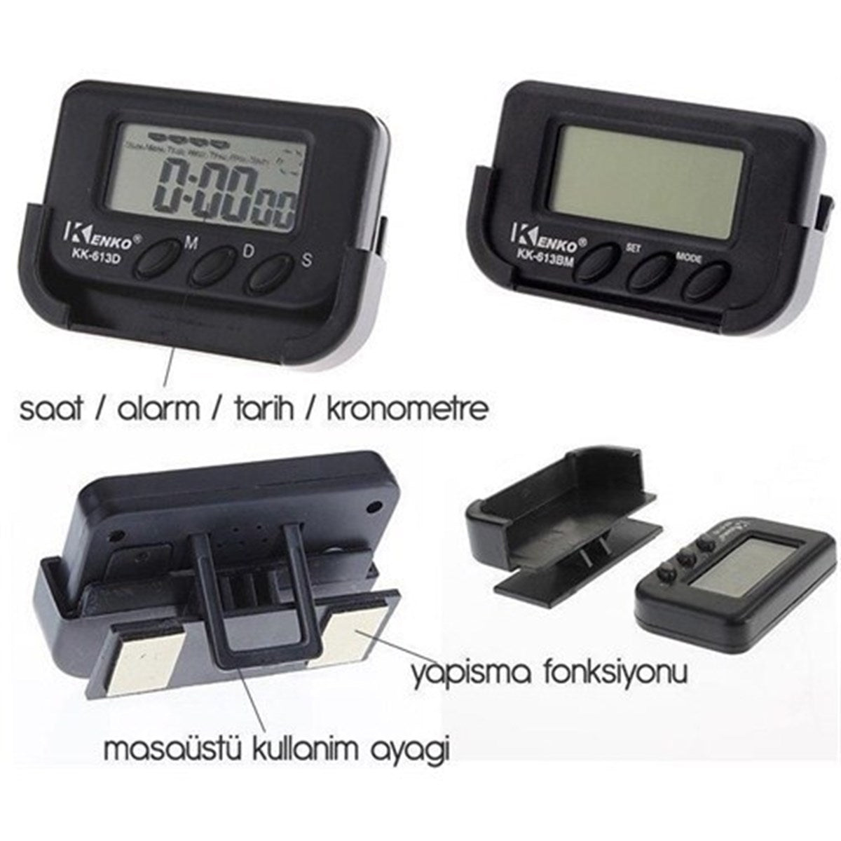 Ev Ve Araç Tıpı Dıjıtal Saat Kronometrelı Alarmlı Pıllı Saat