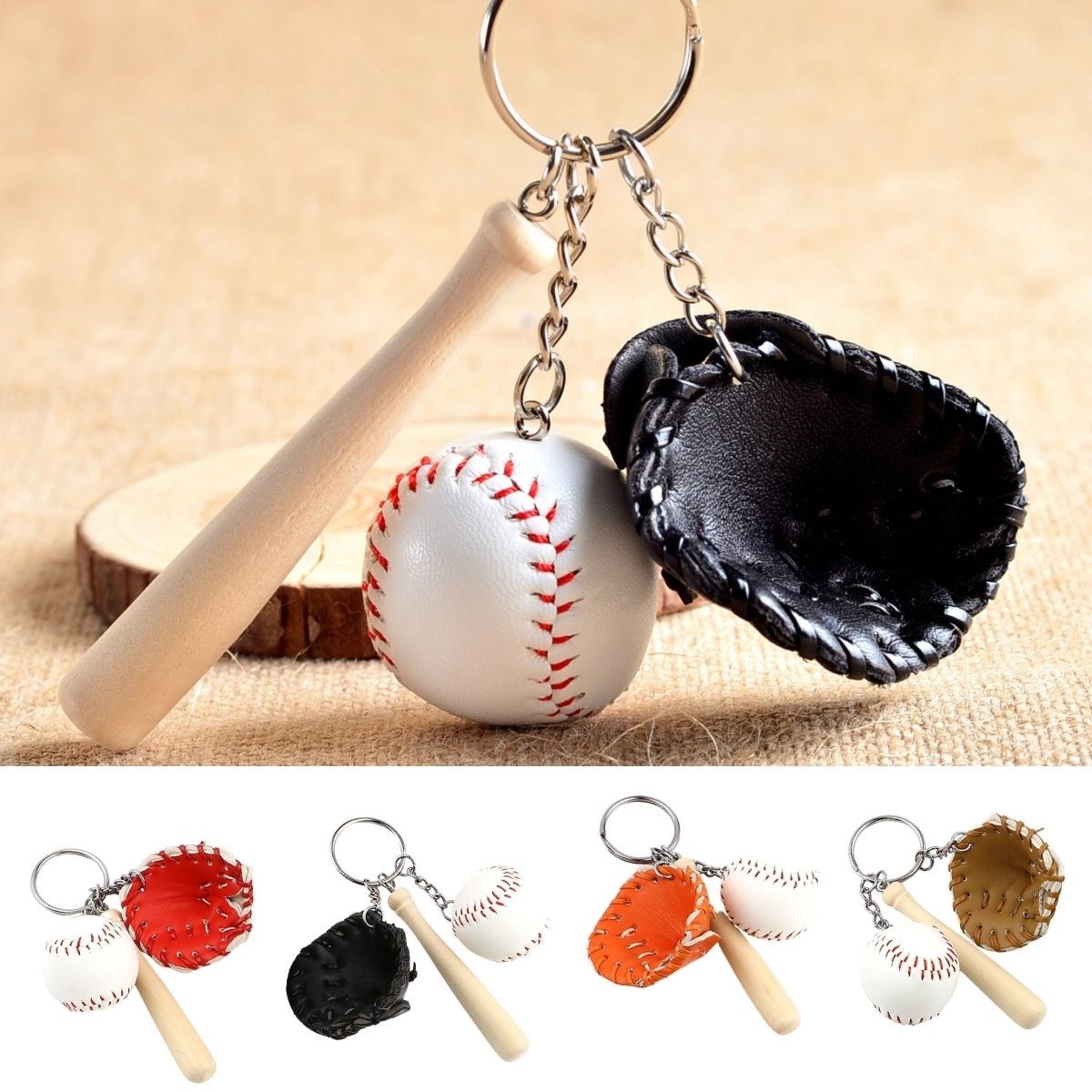 Gerçekçi Beyzbol Tasarımlı Şık Anahtarlık Kolye Çanta Süsü Baseball Keychain (4620)