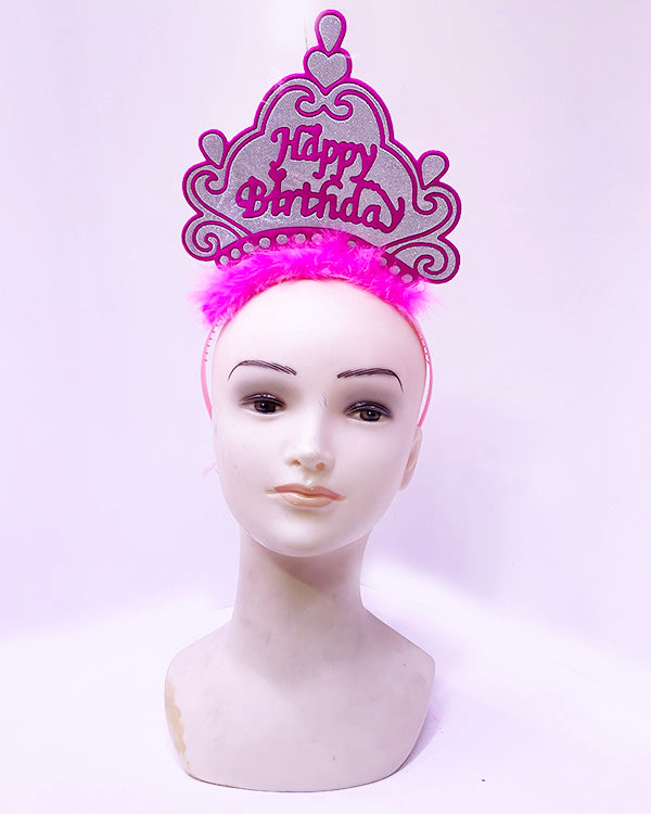 Happy Birthday Neon Pembe Renk Doğum Günü Tacı 24x15 cm (4620)