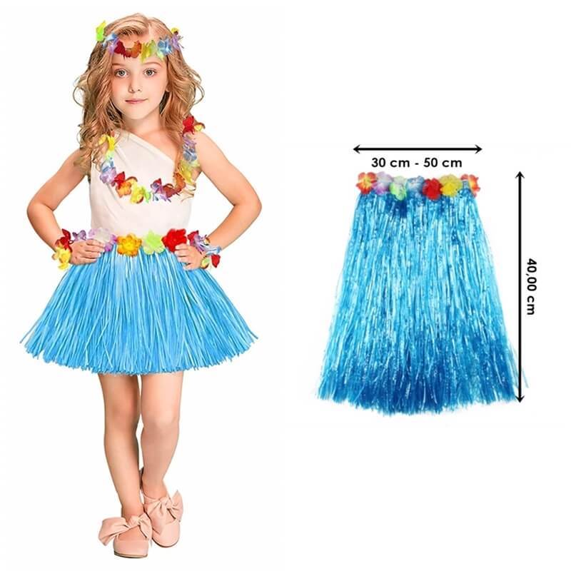 Hawaıı Hula Eteğı Mavı Renk 40 Cm