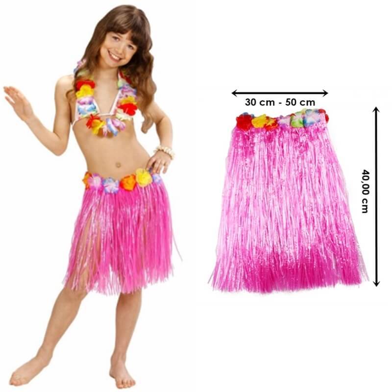Hawaıı Hula Eteğı Pembe Renk 40 Cm