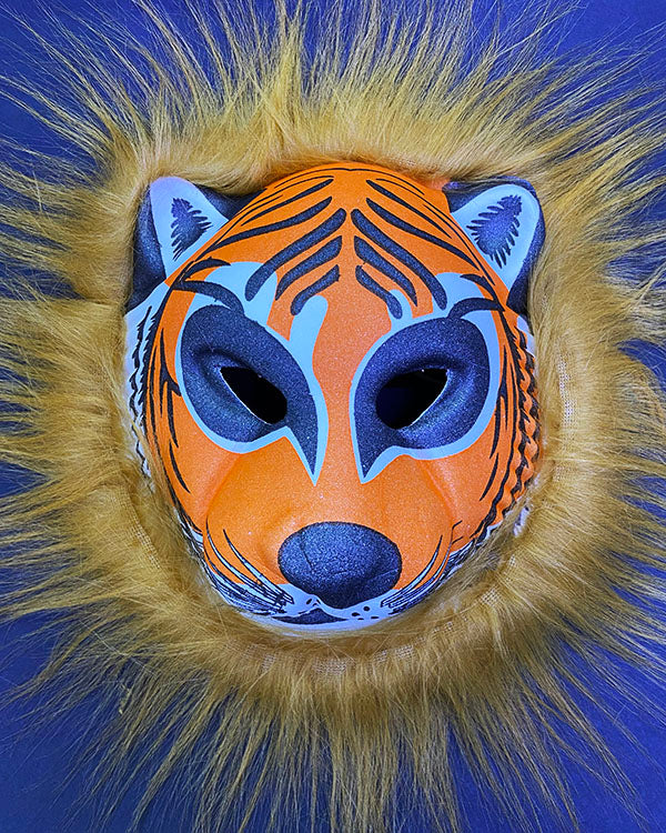 Kahverengi Peluş Saçlı Kırılmaz Yumuşak Tiger Maskesi 22x19 cm (4620)