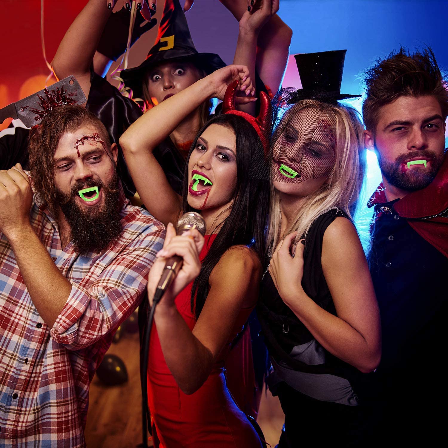 Karanlıkta Parlayan Fosforlu Çift Damak Takma Vampir Dişi (4620)