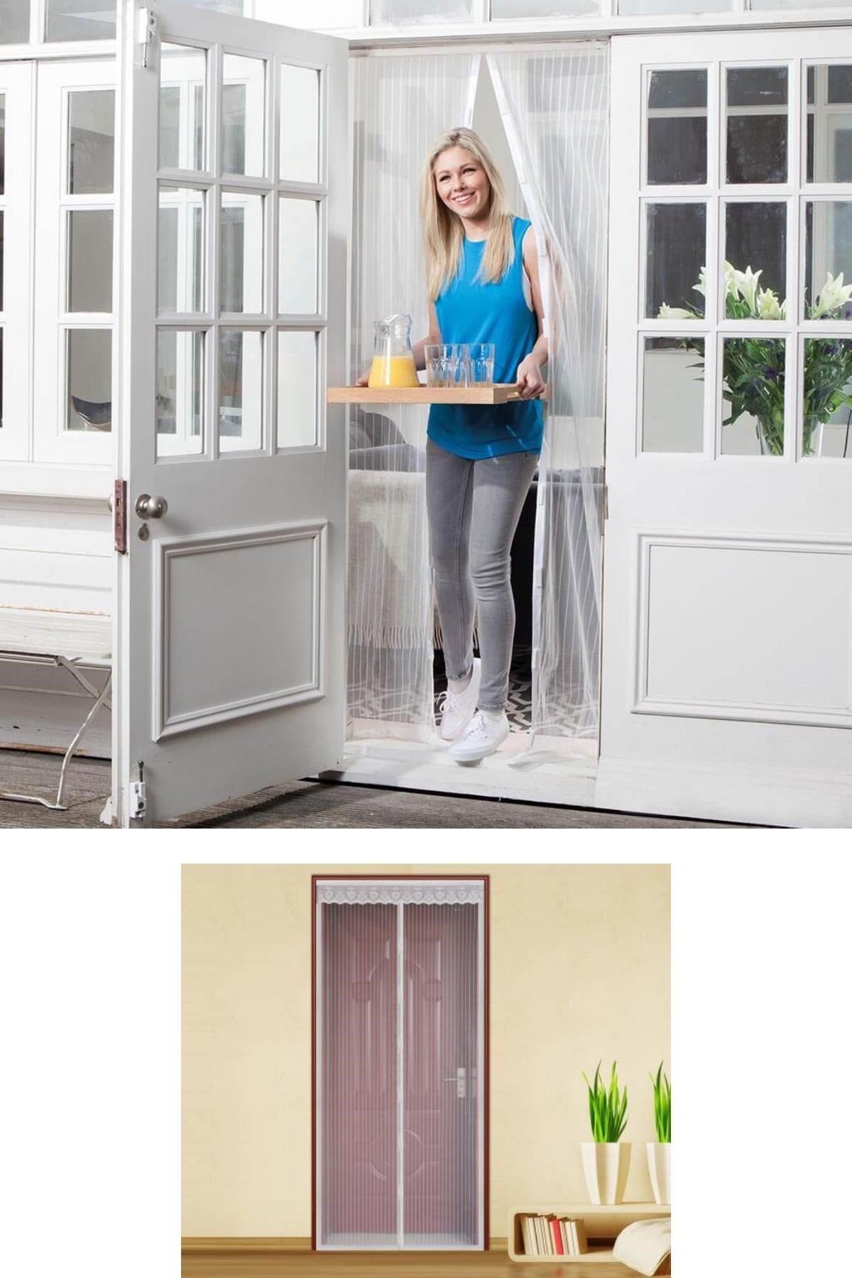 Pratik Manyetik Mıknatıslı Beyaz Kapı Pencere Sinekliği Tülü 90 x 210 cm
