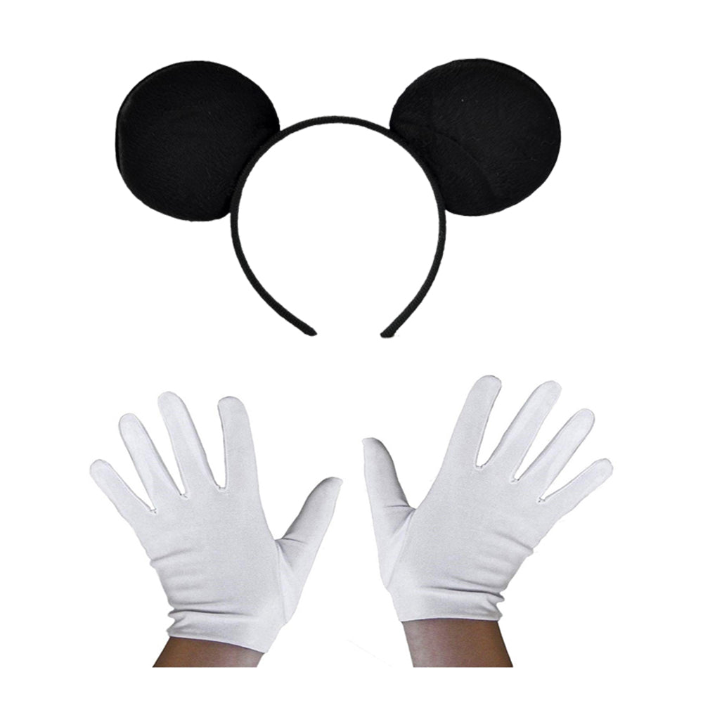 Siyah Mickey Mouse Tacı ve Beyaz Eldiven Seti (4620)