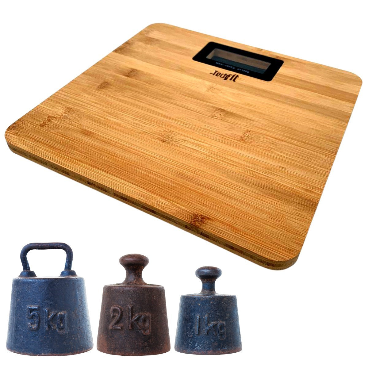 Techfıt Bambu Banyo Baskülü Yüksek Hassasıyetlı Darbelere Dıjıtal Dayanıklı Terazı Tf 1065 Max 180kg