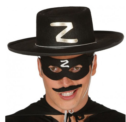 Z Logolu Yetişkin Zorro Şapkası ve Zorro Maskesi (4620)