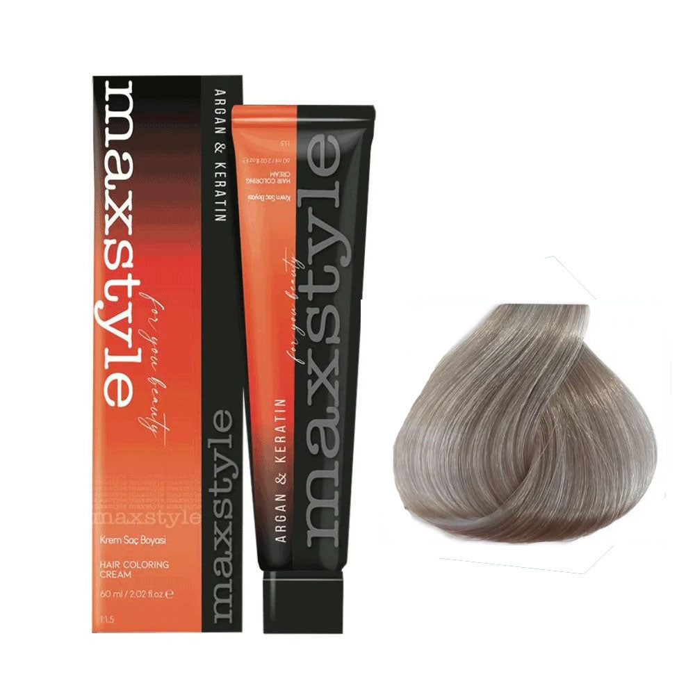 Maxstyle Argan Keratin Saç Boyası 11.81 Extra Küllü Platin  x 3 Adet + Sıvı oksidan 3 Adet