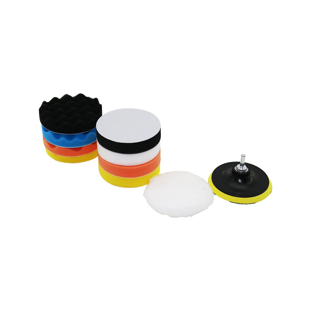 115 MM  11PCS POLİSAJ SÜNGER SETİ 8 AD. 115MM SÜNGER- 1 POLİSAJ PED -1 M14 ADAPTÖR - 1 CIRTLI DİSK