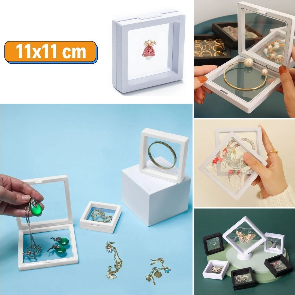11x11cm Standlı 3d Takı Zıynet Hatıra Koleksıyon Saklama Kutusu şeffaf Fılm çerçevesı