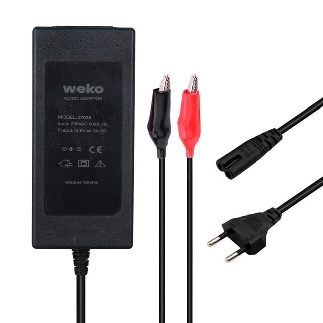 12.6 Volt - 3 Amper Krokodil Uçlu Ledli Yerli Üretim Masaüstü Şarj Adaptörü