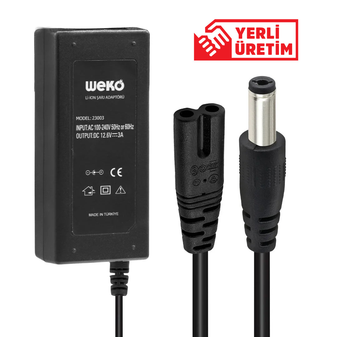 12.6 VOLT - 3 AMPER 5.5*2.5 UÇLU YERLİ ÜRETİM LI-ION BATARYA ŞARJ ADAPTÖRÜ (OUT:12V3A) (4620)