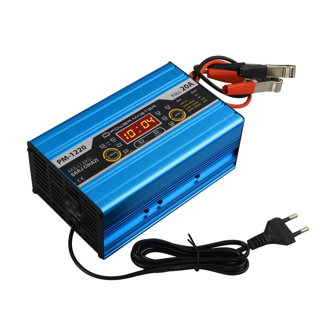 12 volt max 20 amper lcd ekranli akü şarj cihazi