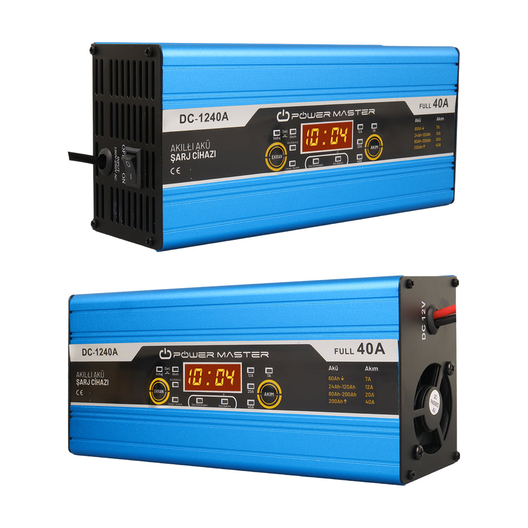 12 volt max 40 amper digital ekranli  akilli akü şarj cihazi