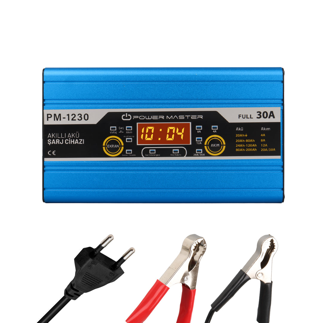 12 VOLT MAX 30 AMPER LCD EKRANLI AKÜ ŞARJ CİHAZI (4620)