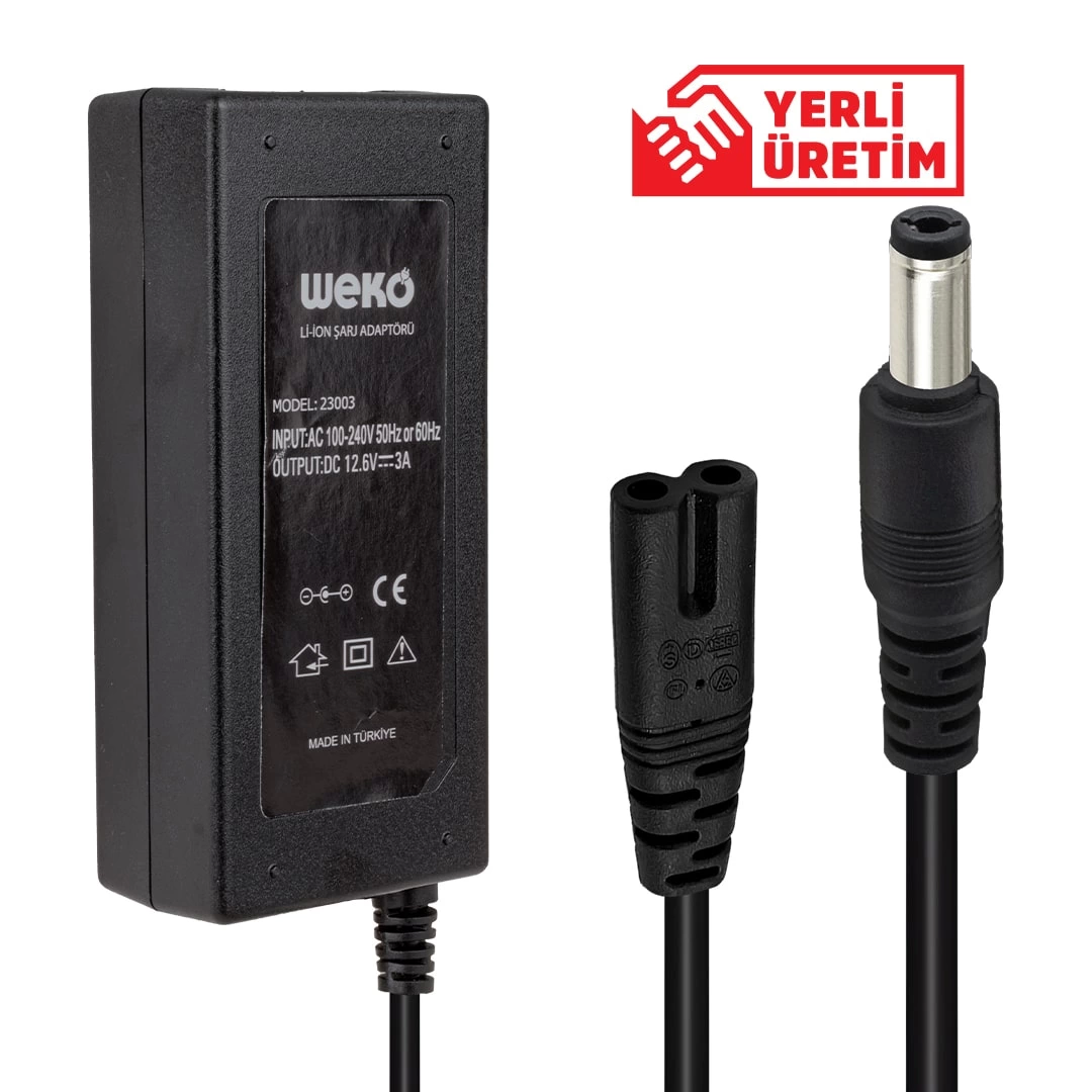 12.6 Volt - 3 Amper 5.5*2.5 Uçlu Yerli Üretim Lı-ıon Batarya Şarj Adaptörü Out:12v3a