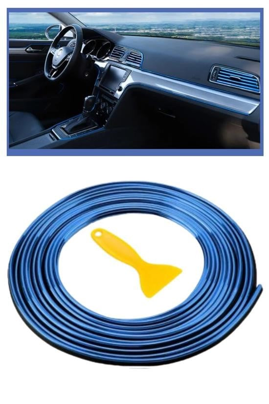 Синяя декоративная лента AutoTrim для автомобиля, эластичная, резиновая, простая установка, 5 метров