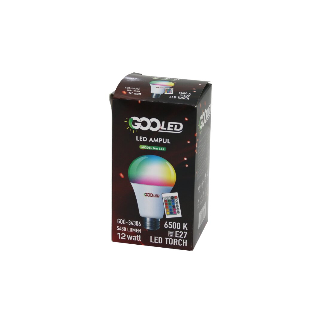 12w Kumandali Rgb=renkli̇ Led Ampul E27 5450 Lumen 6500k 15000 Saat ömür