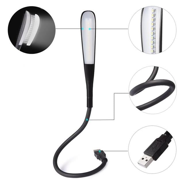 14 Ledli Siyah Esnek Usb Led Lamba