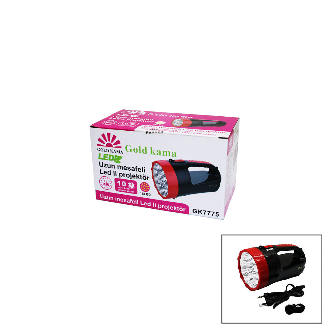 15 Led  Fi̇ş şarjli El Feneri̇ Rojektör Gk-7775