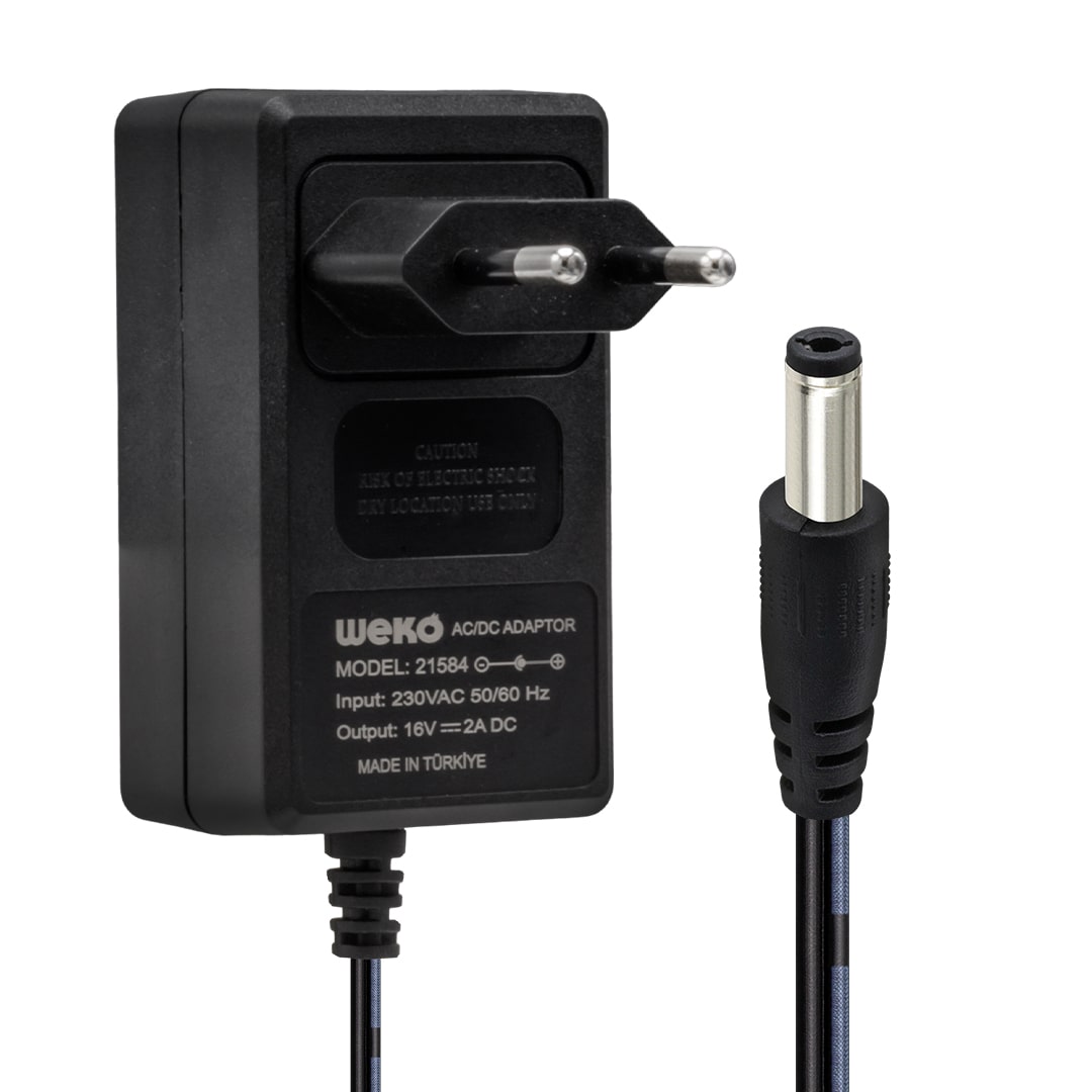 16 Volt - 2 Amper 5.5*2.5 Uçlu Yerli Üretim Power Jacklı Santral Adaptörü  