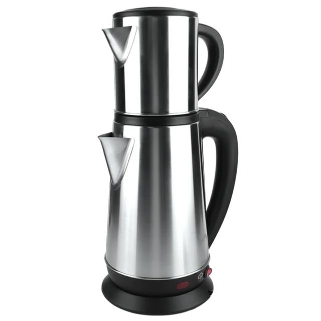 1800W 1.8 - 0.8 Litre Çelik Hazneli Çaycı Mutfak Kettle Demlikli Ve Süzgeçli Inox CRW-2201