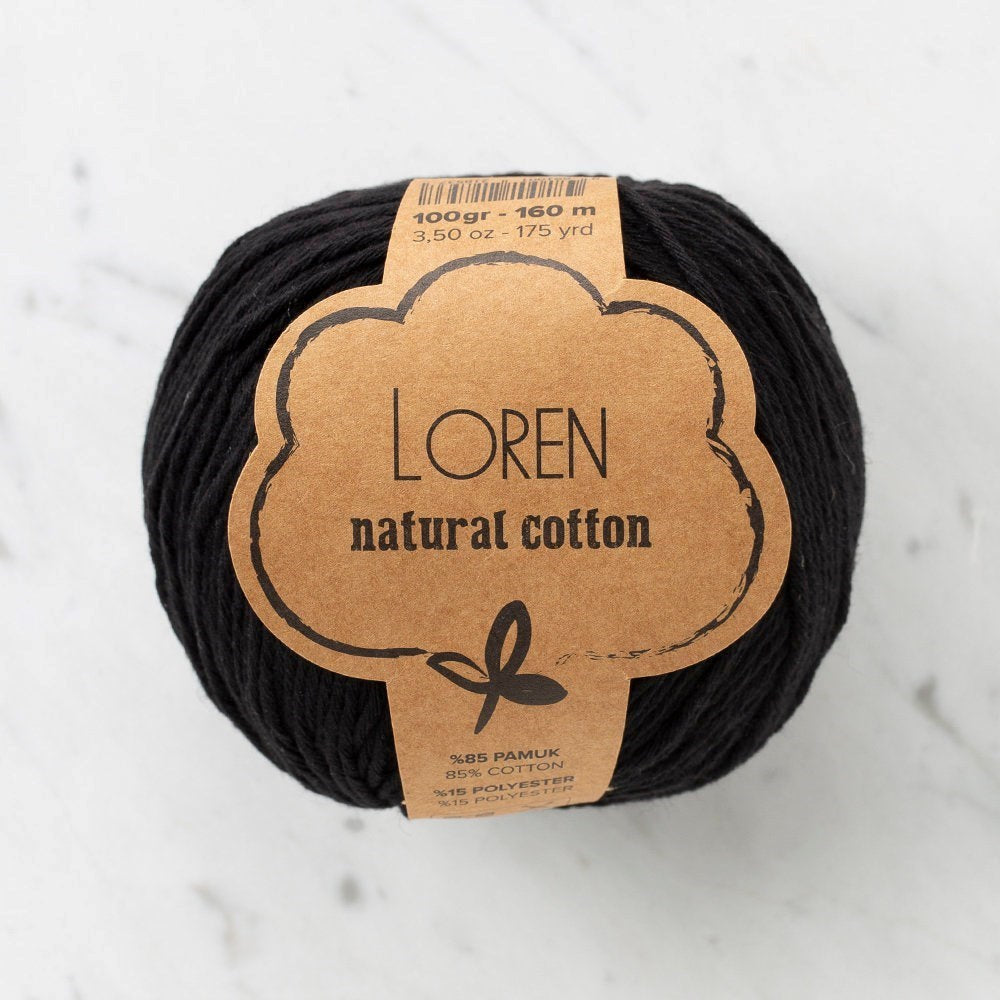 Loren Natural Cotton Siyah El Örgü İpi - R004 - 33908