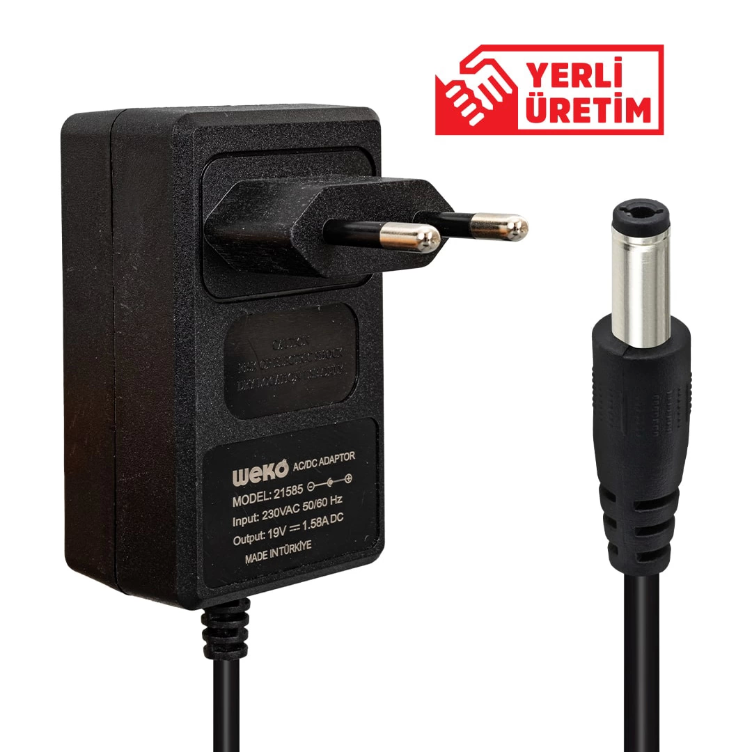 19 Volt - 1.58 Amper 5.5*1.7 Uçlu Yerli Üretim Priz Tipi Notebook Adaptör