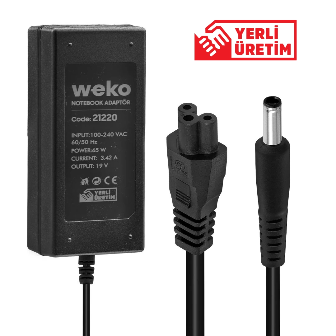 19 Volt - 3.42 Amper - 65 Watt 4.5*3.0 Uçlu Yerli Üretim Notebook Adaptör