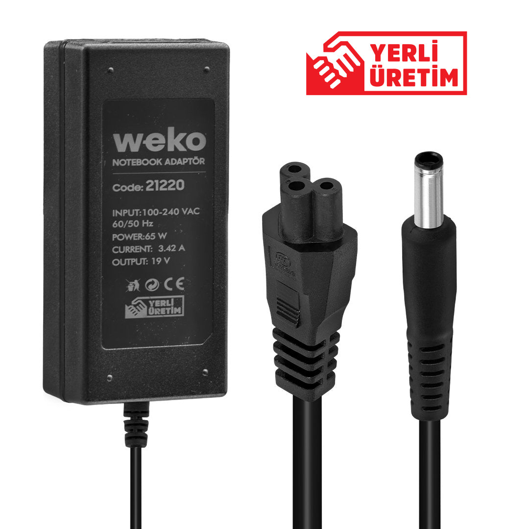 19 VOLT - 3.42 AMPER - 65 WATT 4.5*3.0 UÇLU YERLİ ÜRETİM NOTEBOOK ADAPTÖR (4620)