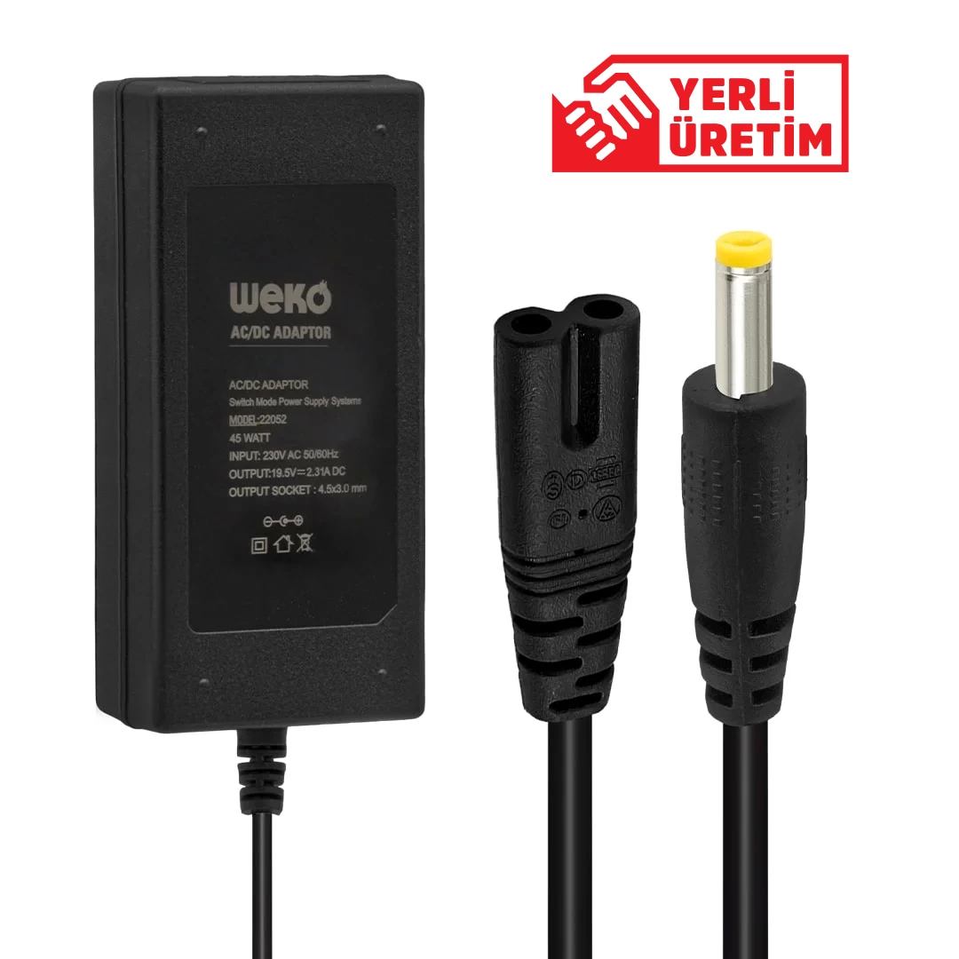 19.5 Volt - 2.31 Amper 4.5*3.0 Uçlu Yerli Üretim Notebook Adaptör