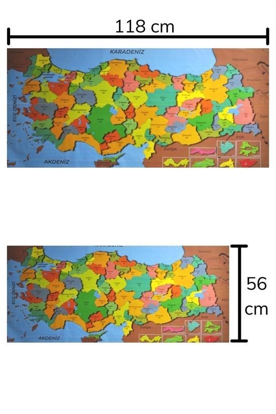 Renkli Türkiye Haritası Manyetik Yapıştırıcı Gerektirmeyen Duvar Stickerı 118 CM * 56 CM