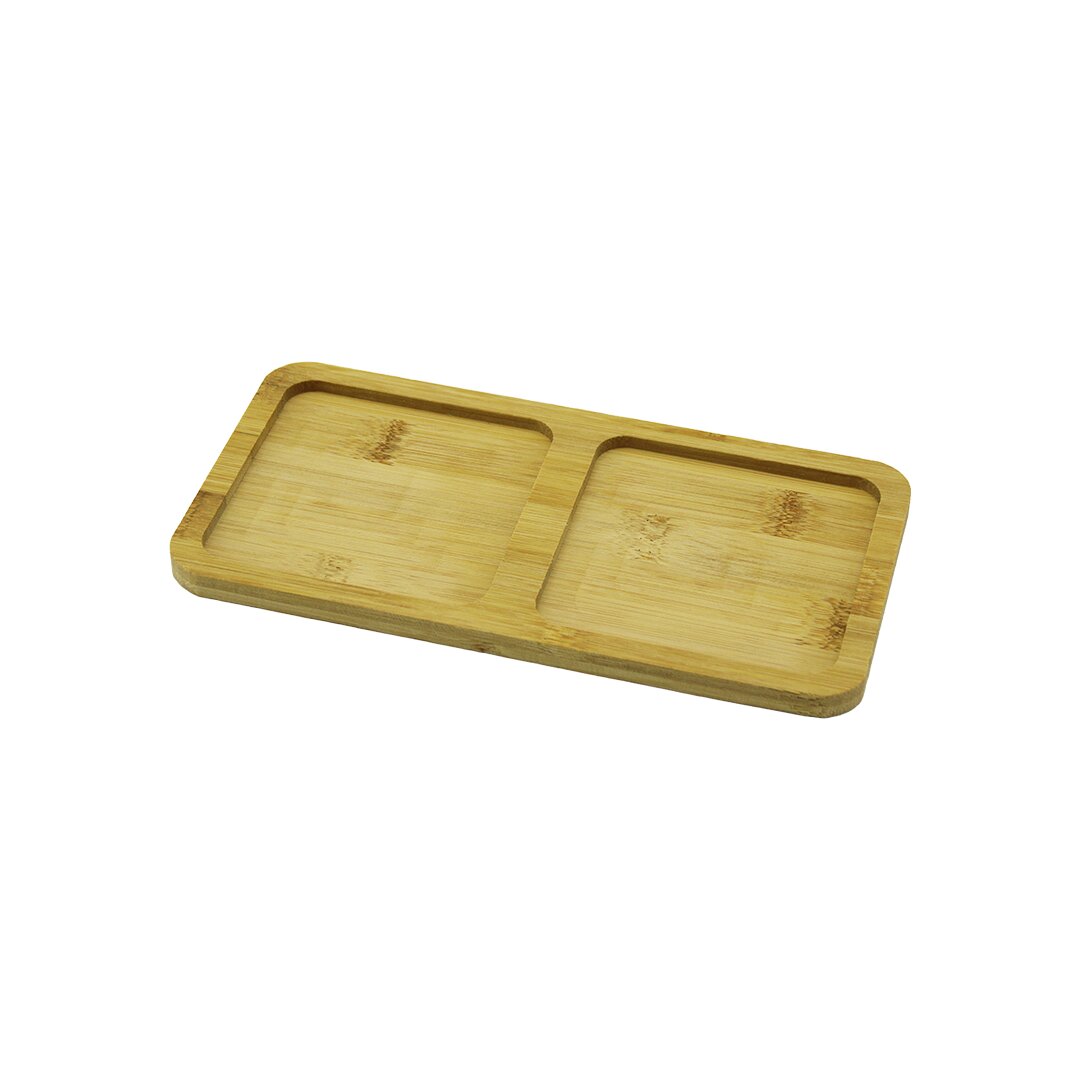2 Bölmeli̇   Di̇kdörtgen  Ahşap Bambu Yağdanlik Altlik  Mi̇ni̇ Tepsi̇   20x10x0.8cm