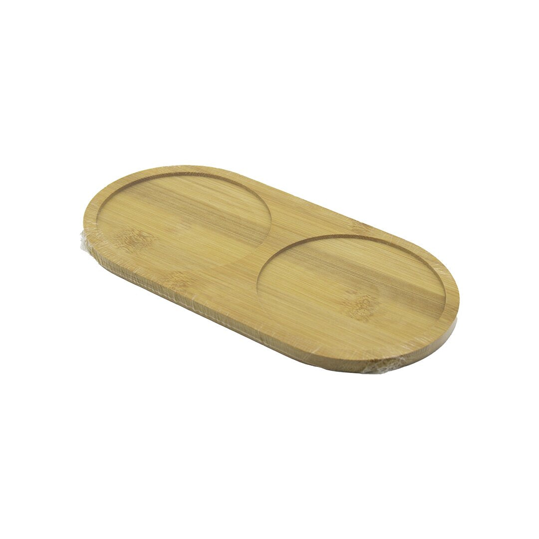 2 Bölmeli̇   Oval  Ahşap Bambu Yağdanik Altlik  12x24x0.8cm